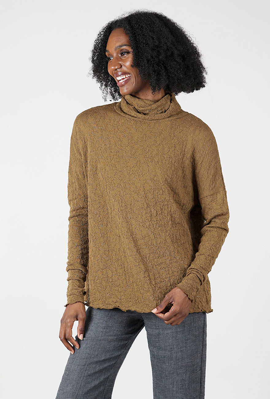 By Basics Bubble Wool Wide Rollneck, Bronze 