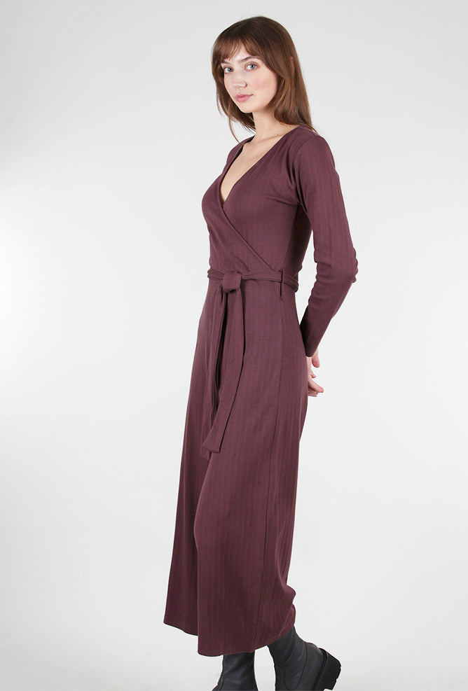 Mata Traders Rita Rib Knit Jumpsuit, Eggplant Small Eggplant