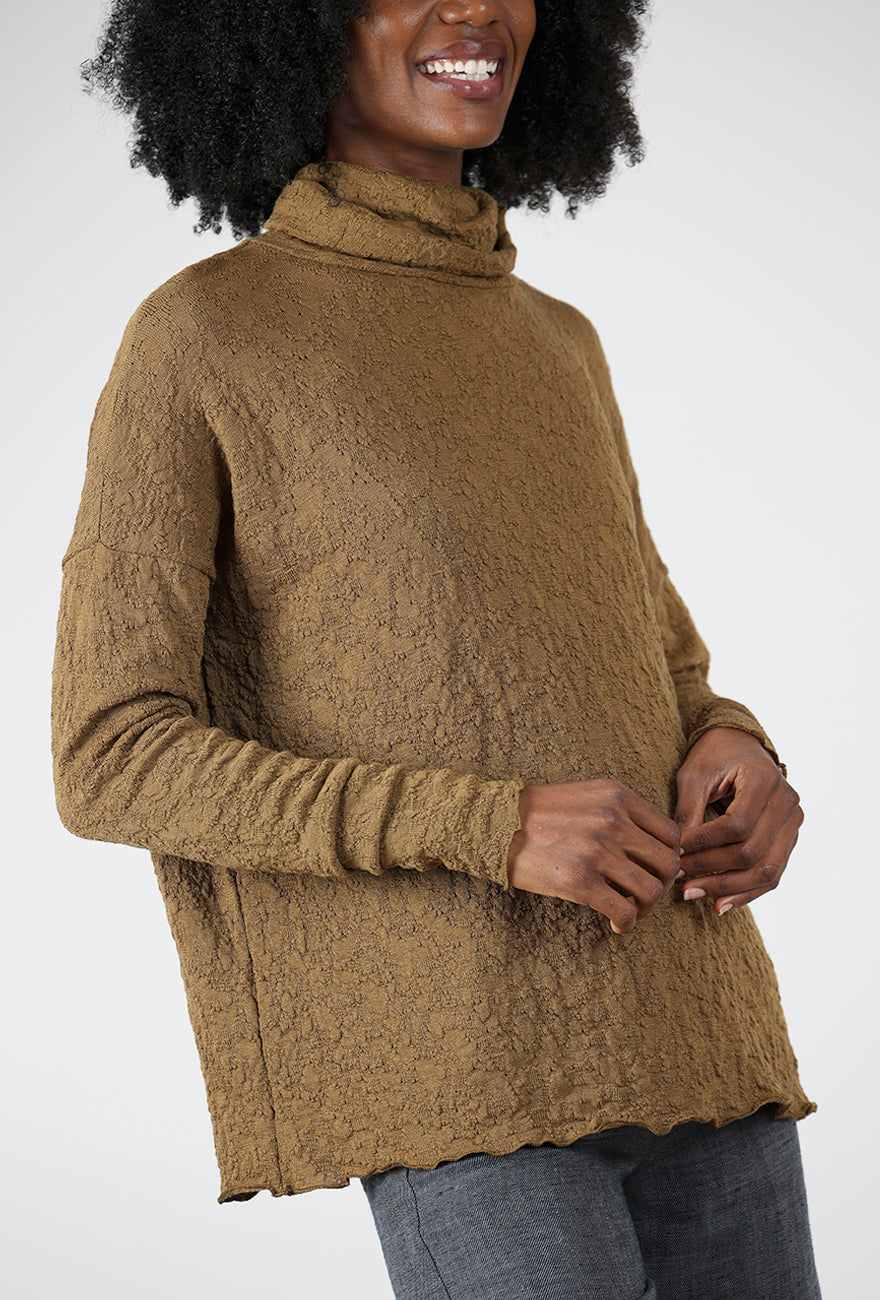 By Basics Bubble Wool Wide Rollneck, Bronze 