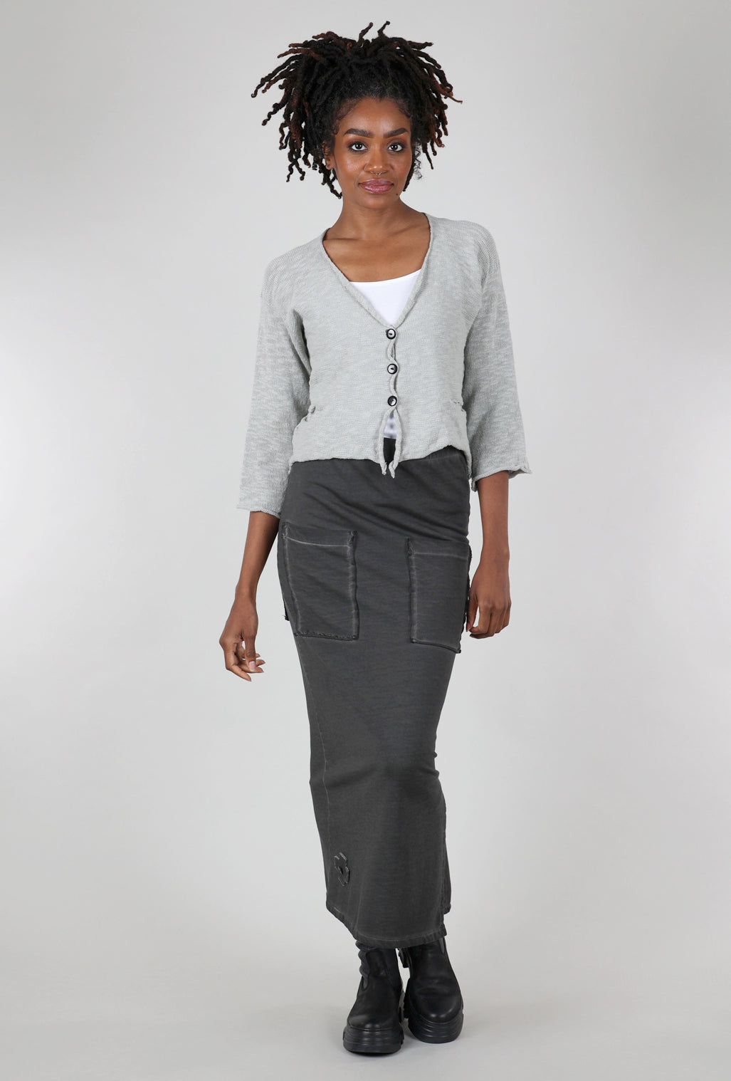 Paper Temples Zaza Petite Cardie, Light Gray 