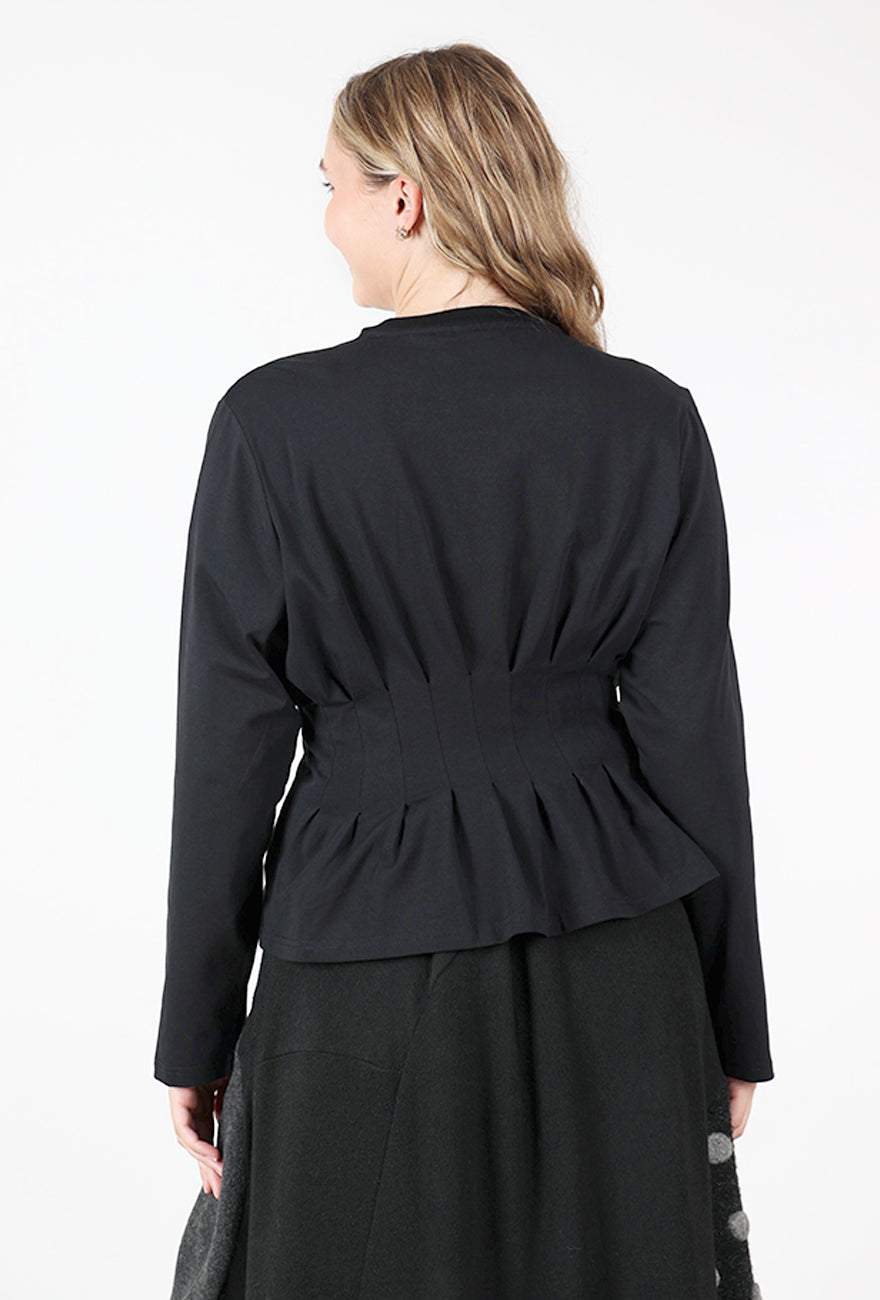 Inez Pleat Detail Tee, Black