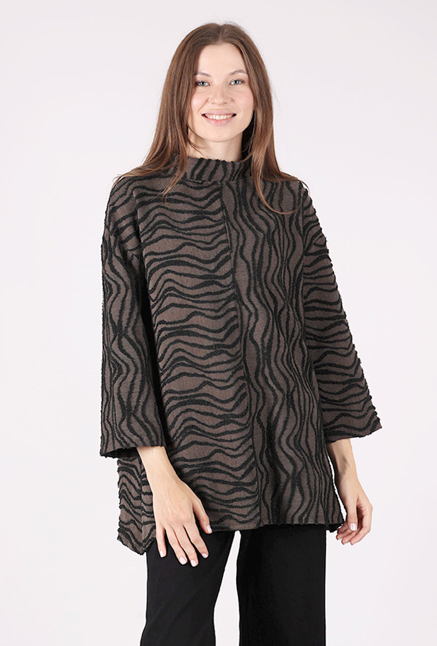 Olivia by Habitat Novelty Knits Side Slit Tunic, Coffee 