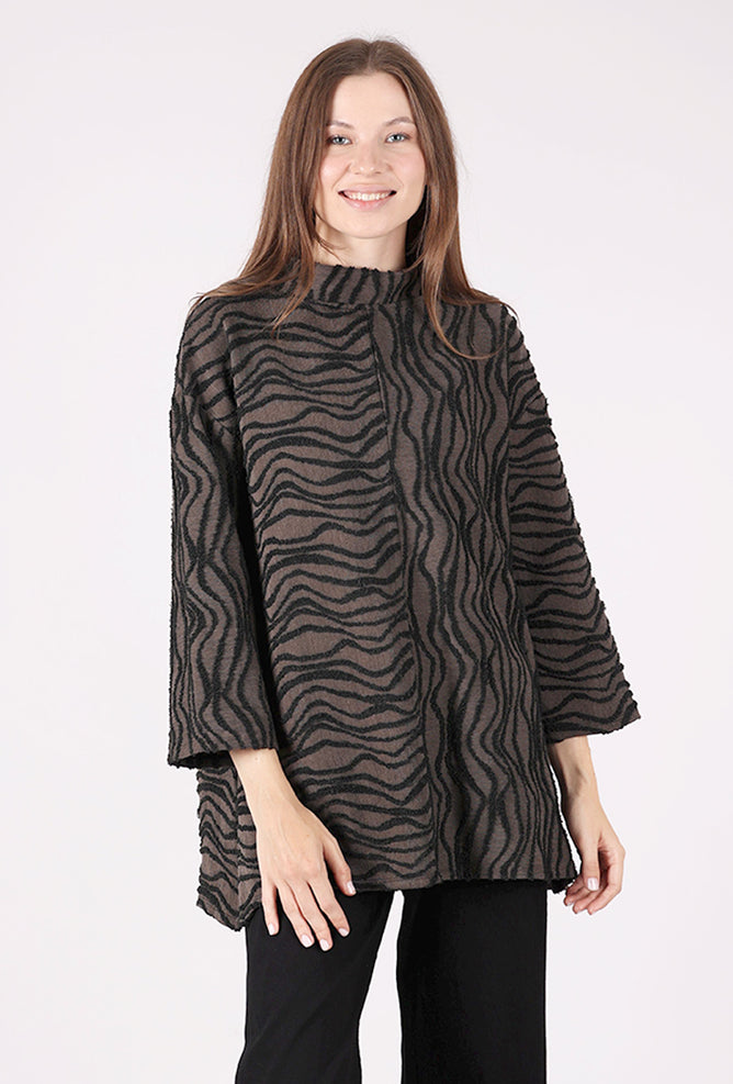 Olivia by Habitat Novelty Knits Side Slit Tunic, Coffee 