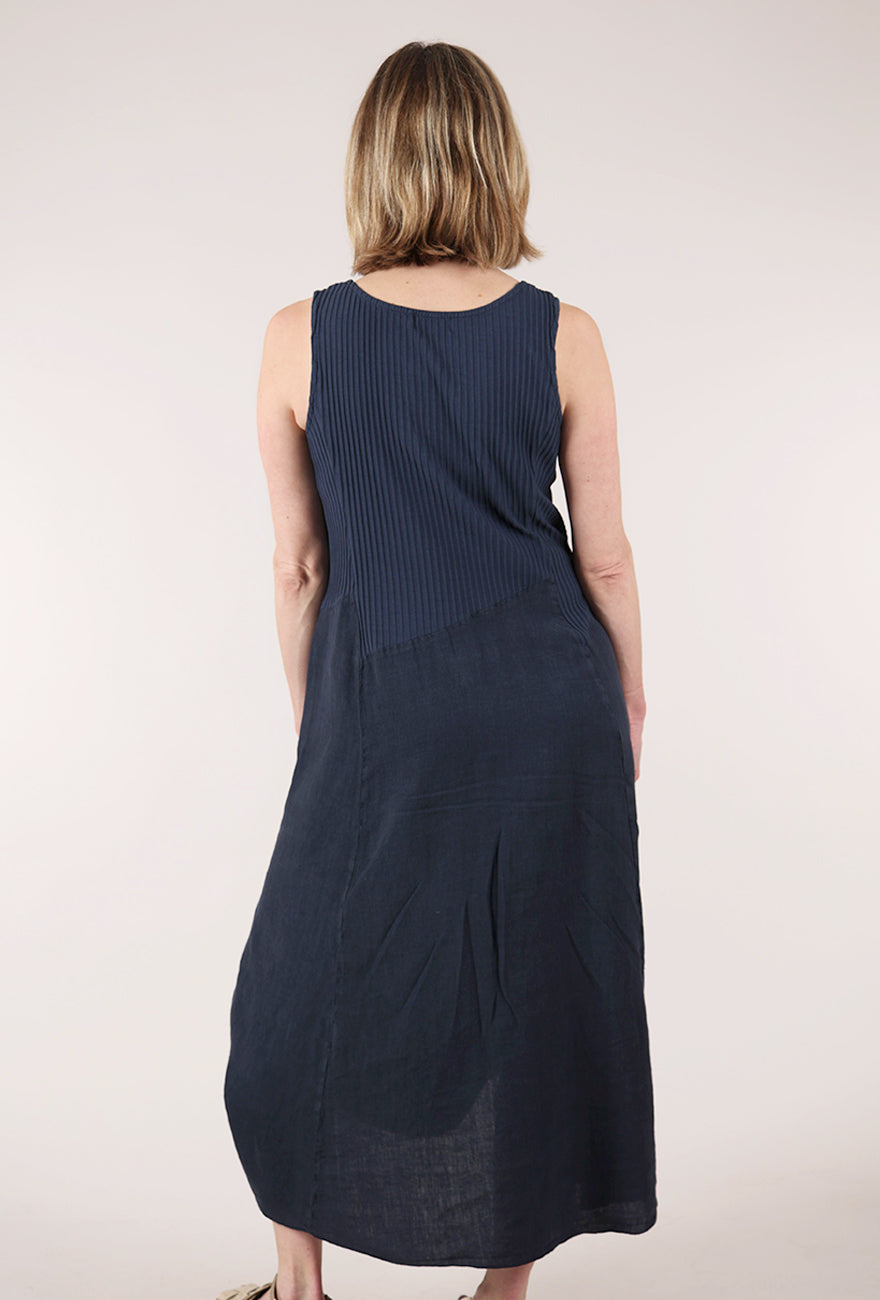 Fenini Linen-Jersey Tie-Up Dress, Ink 