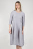 Grizas Silk-Linen Crinkle Shapely Dress, Aluminum 