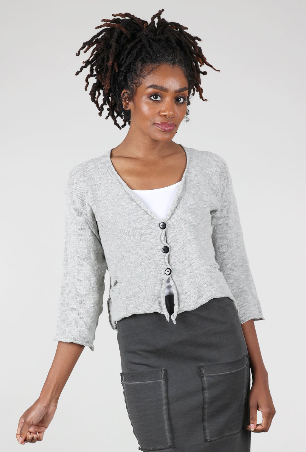 Paper Temples Zaza Petite Cardie, Light Gray 