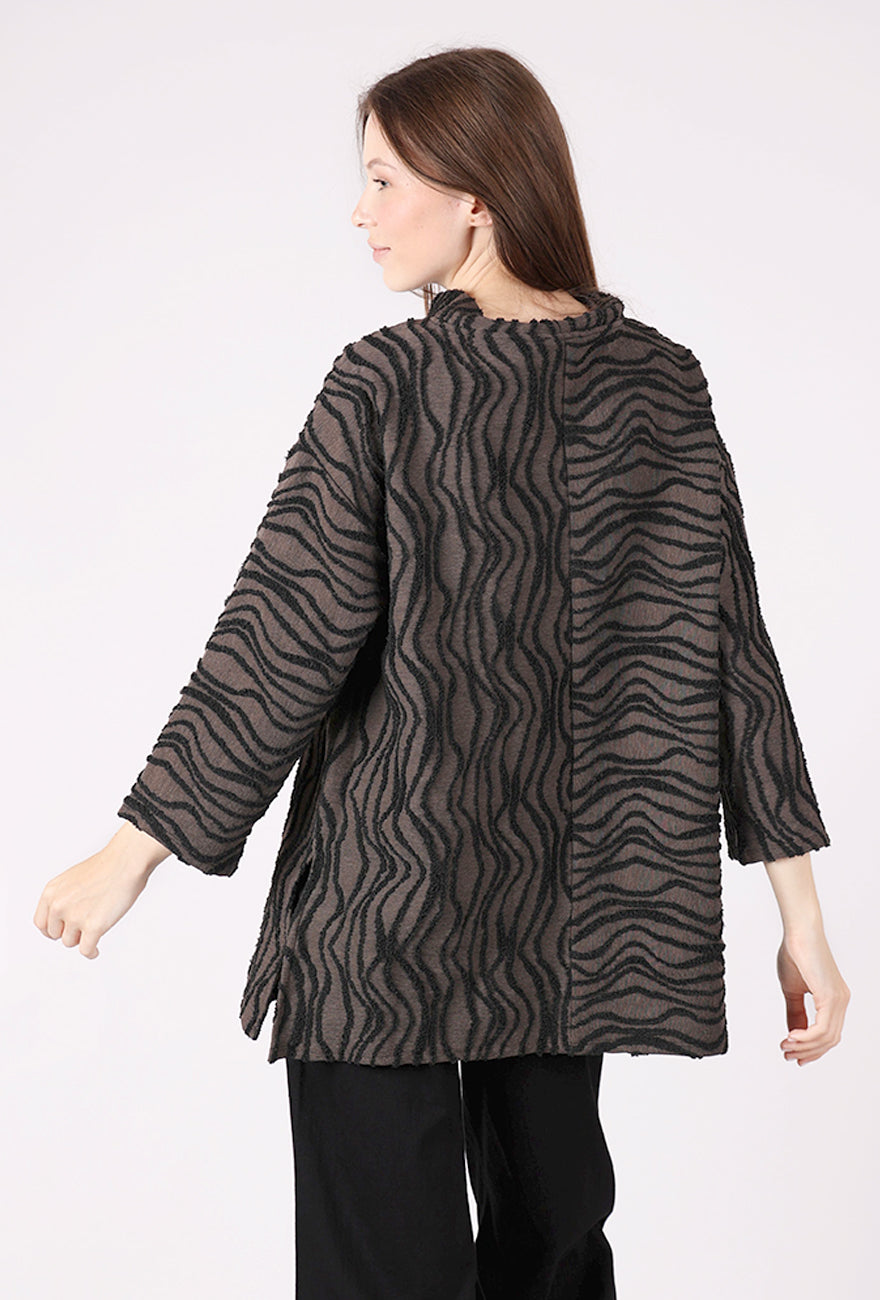 Olivia by Habitat Novelty Knits Side Slit Tunic, Coffee 