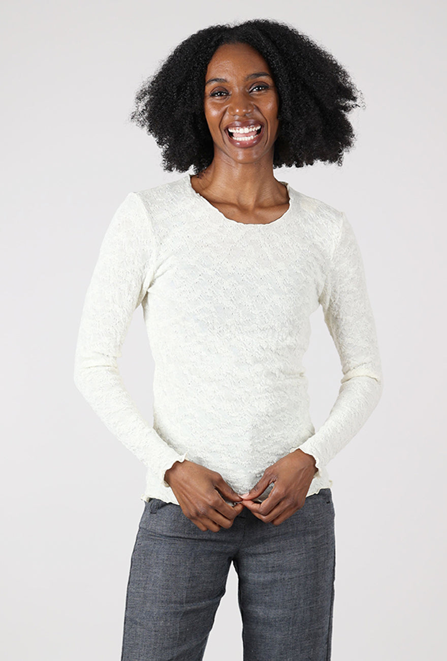 By Basics Bubble Wool Round-Neck Pullover, Raw White 