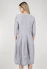 Grizas Silk-Linen Crinkle Shapely Dress, Aluminum 