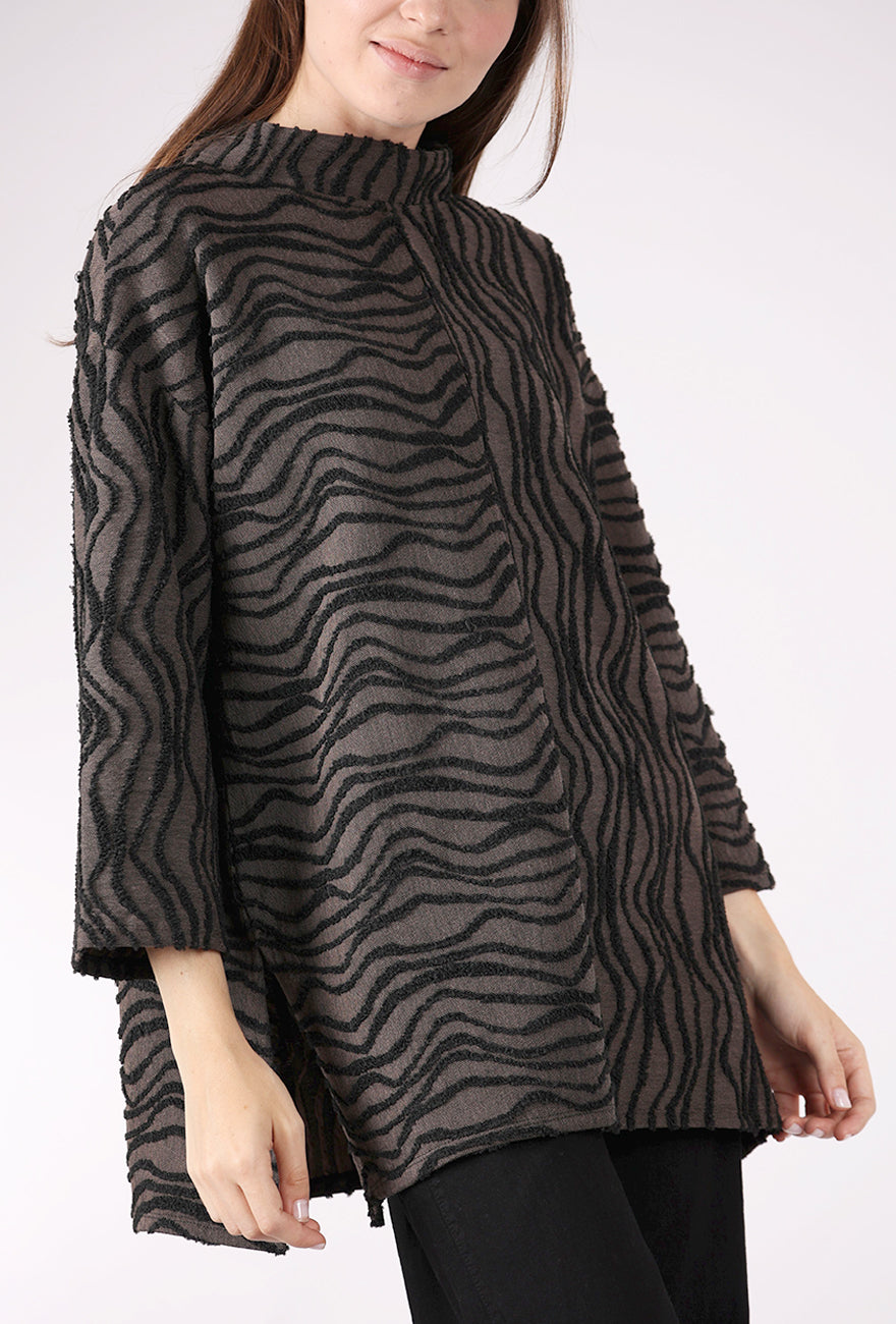 Olivia by Habitat Novelty Knits Side Slit Tunic, Coffee 