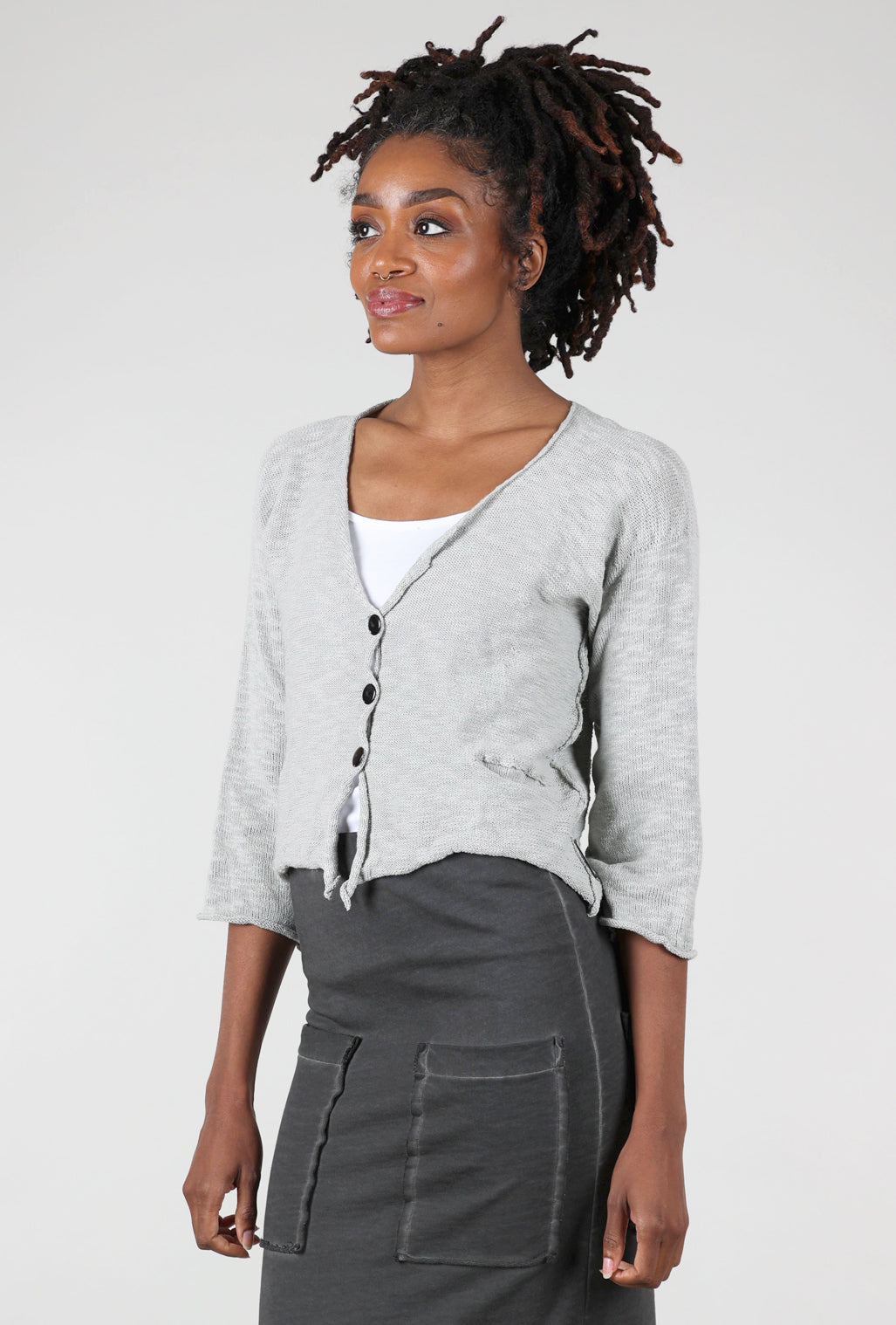 Paper Temples Zaza Petite Cardie, Light Gray 