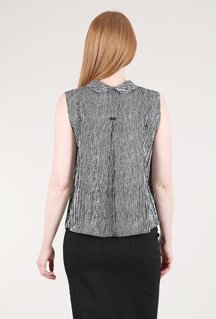 Niche Ridge Stripe S/L Twinbutton Top, Black/White 