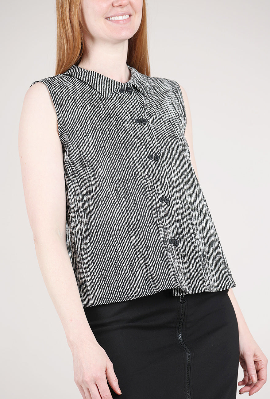 Niche Ridge Stripe S/L Twinbutton Top, Black/White 