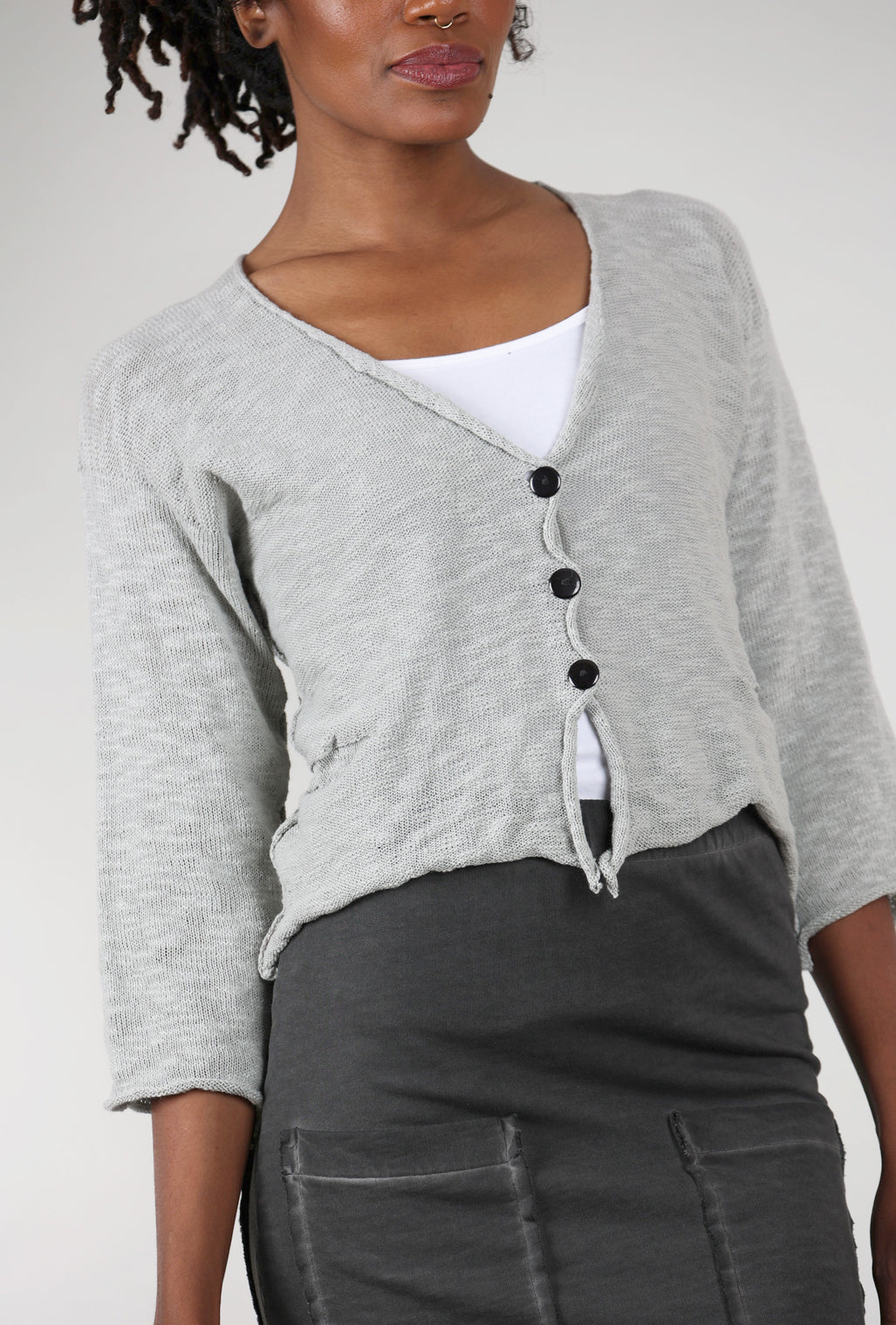 Paper Temples Zaza Petite Cardie, Light Gray 