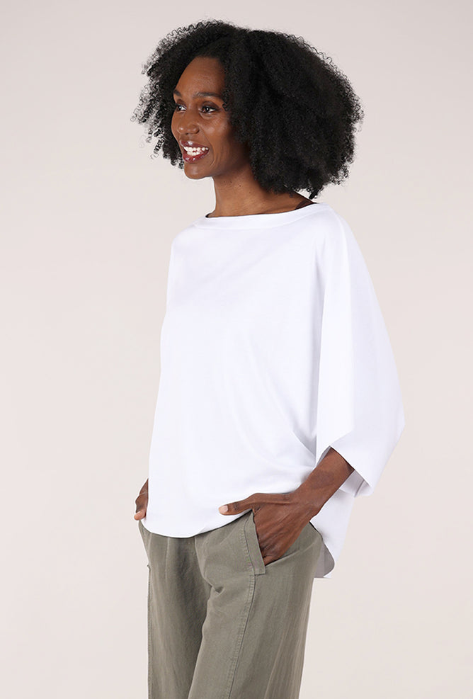 Planet Luxe Pima Cotton Bateau Tee, White 