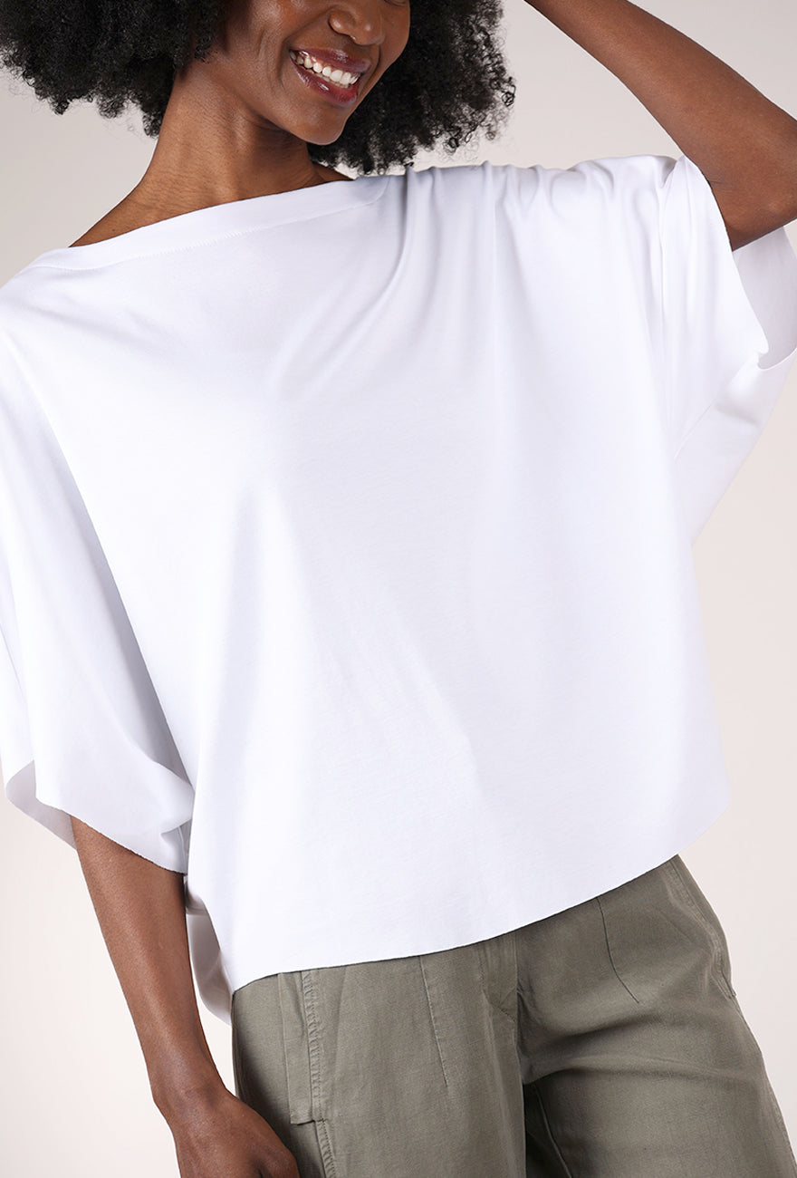 Planet Luxe Pima Cotton Bateau Tee, White 