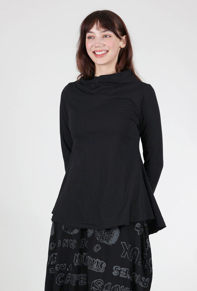 Rundholz Substantial Drape-Neck Top, Black 