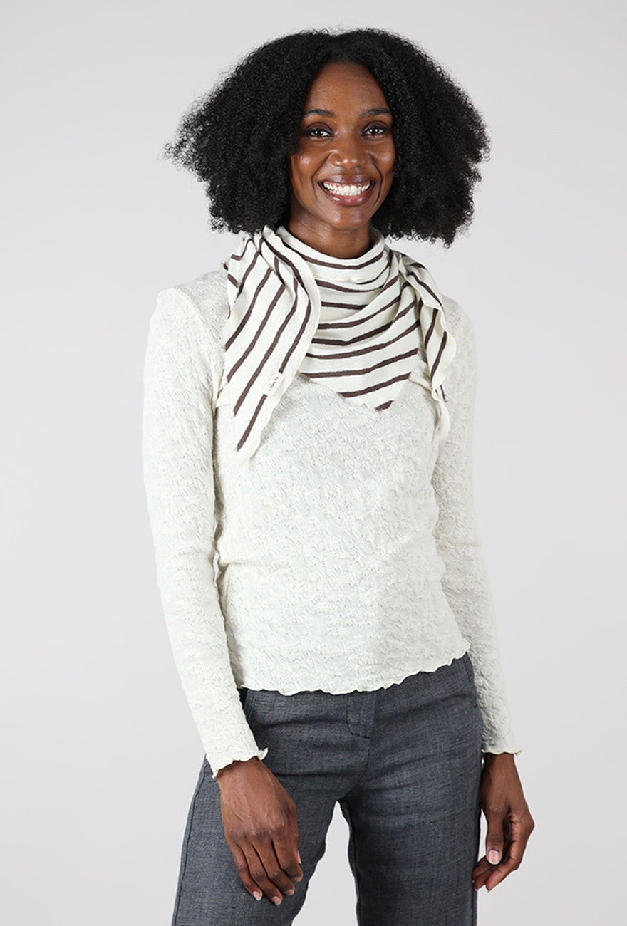 By Basics Merino Stripe Kerchief, Raw White/Chestnut 
