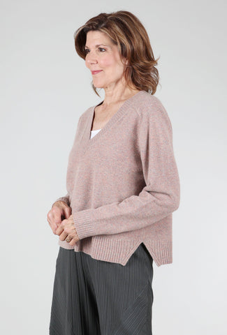 Lilla P Felted Easy V-Neck Sweater, Rose Quartz 