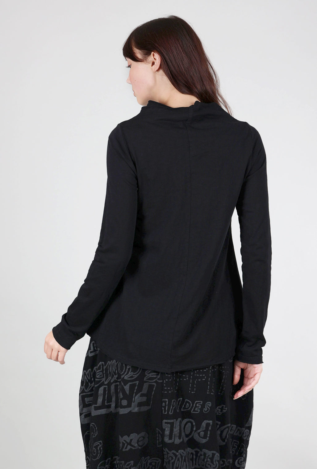 Rundholz Substantial Drape-Neck Top, Black 