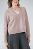 Lilla P Felted Easy V-Neck Sweater, Rose Quartz 