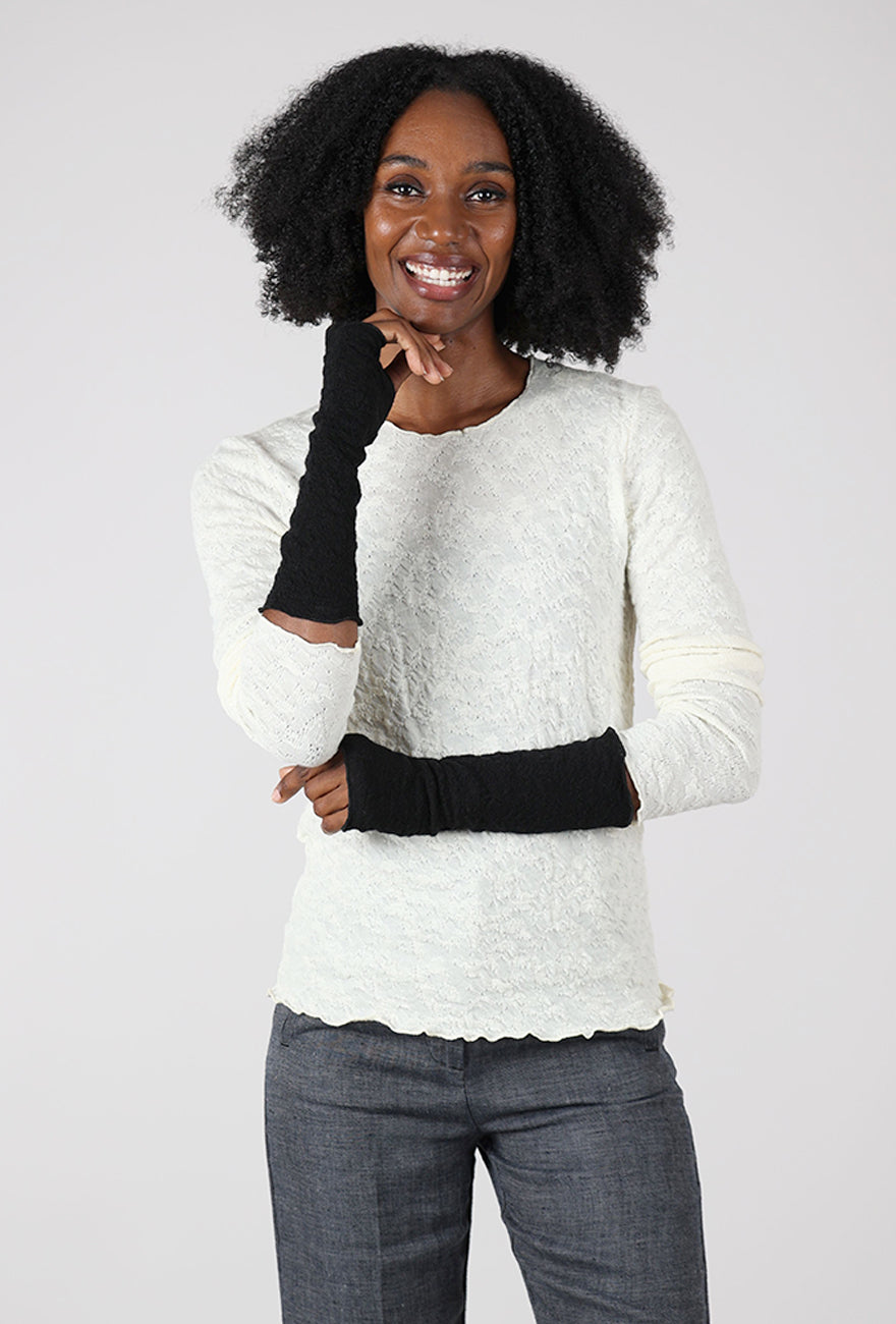 By Basics Bubble Wool Wristwarmers, Black 