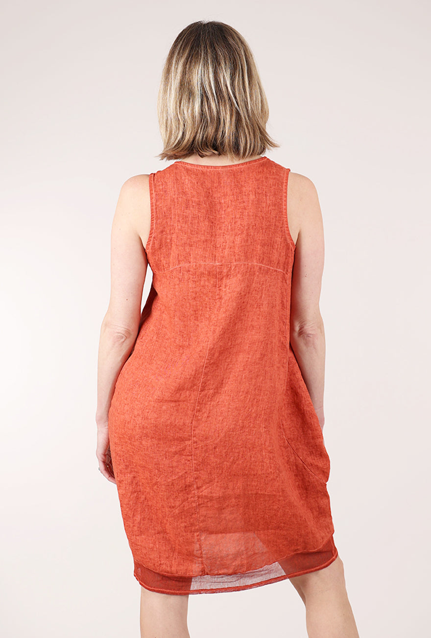 Contrast Hem Shift Dress, Terracotta