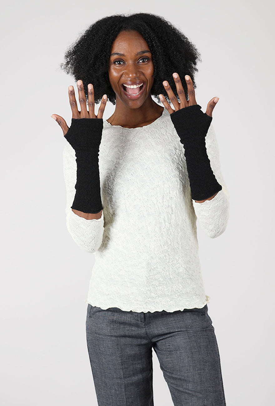 By Basics Bubble Wool Wristwarmers, Black 