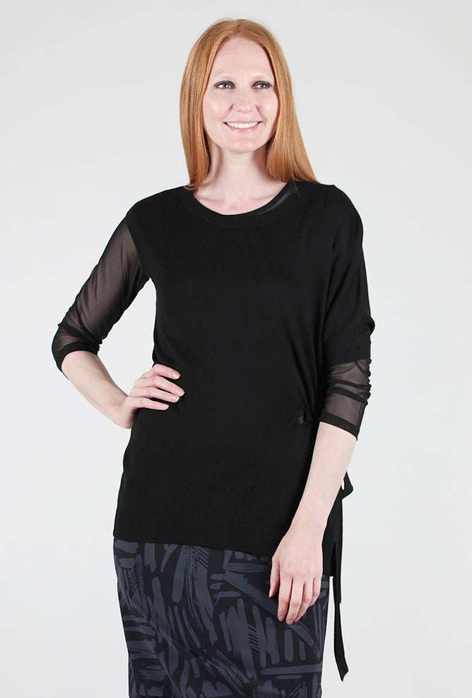 M. Rena Asym Tie-Detail Sweater, Black 