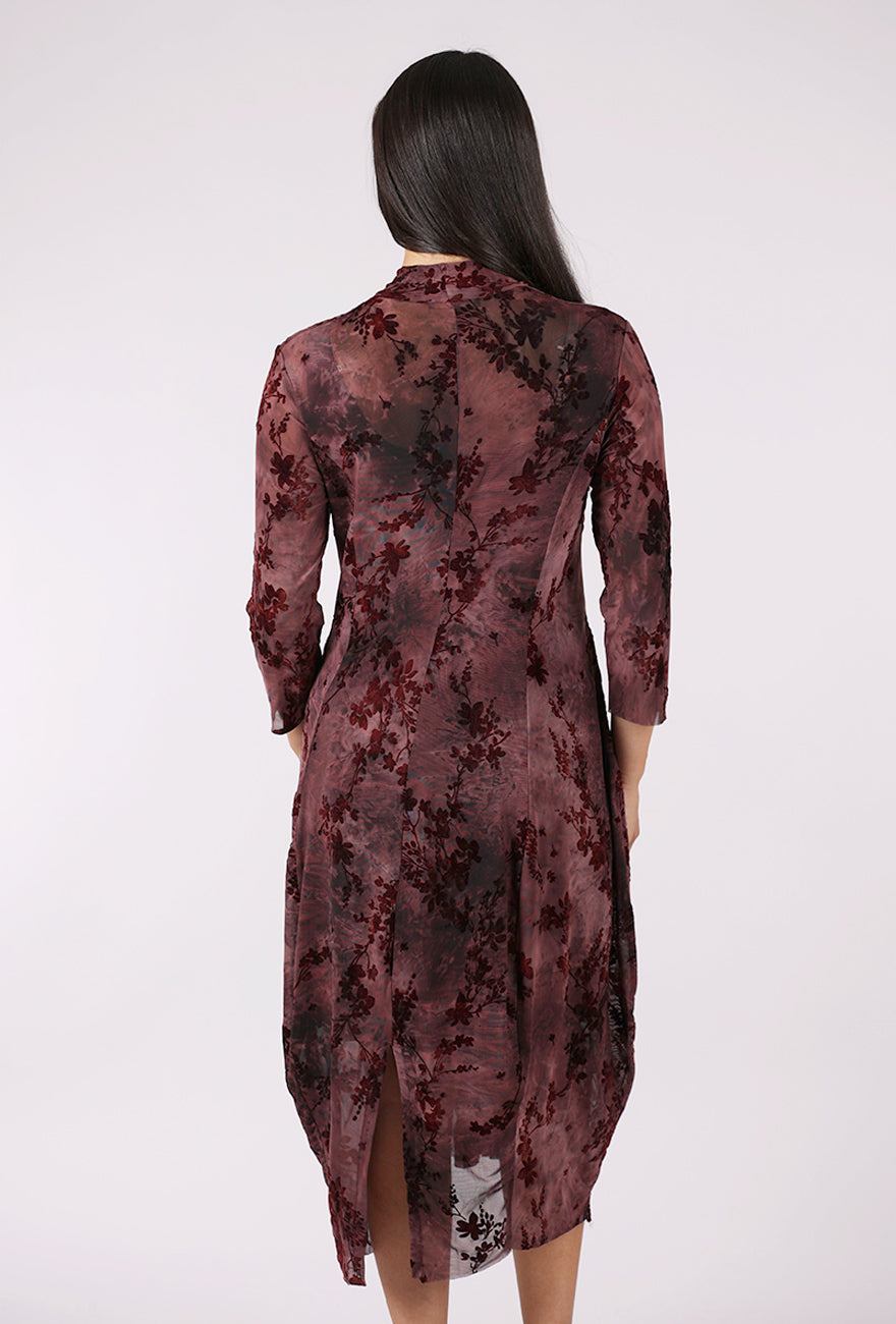 Alembika Barbra Mesh Overlay Dress, Wine 