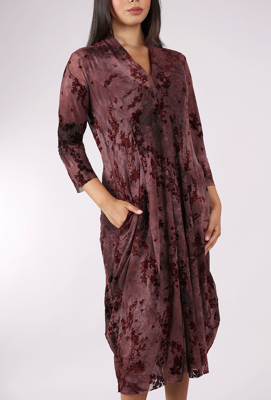 Alembika Barbra Mesh Overlay Dress, Wine 