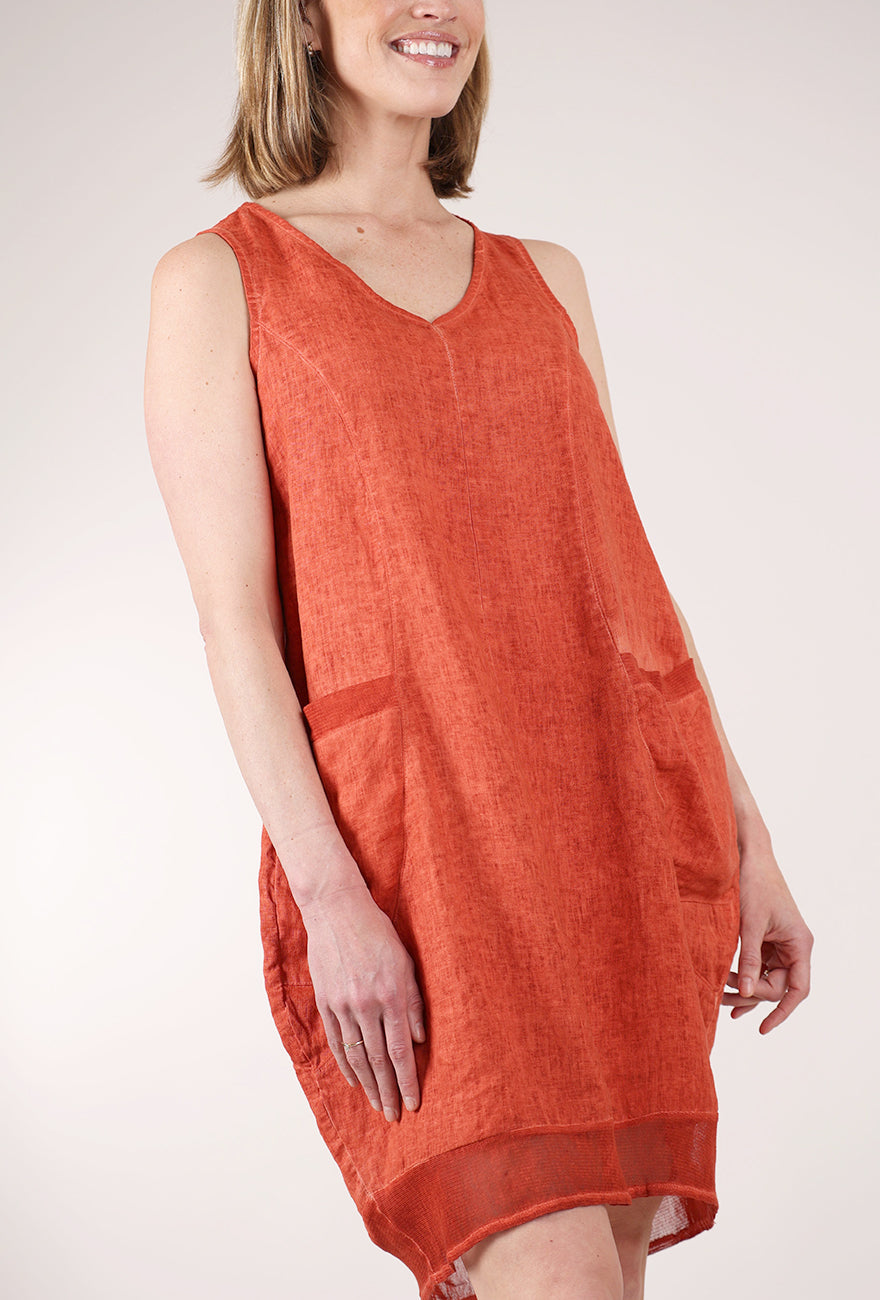 Contrast Hem Shift Dress, Terracotta