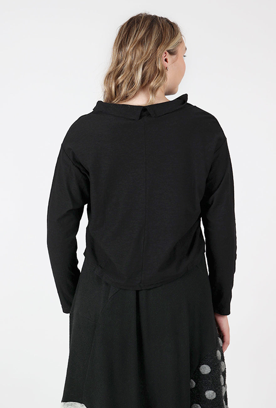 LCJ Boxy Cowl Top, Black