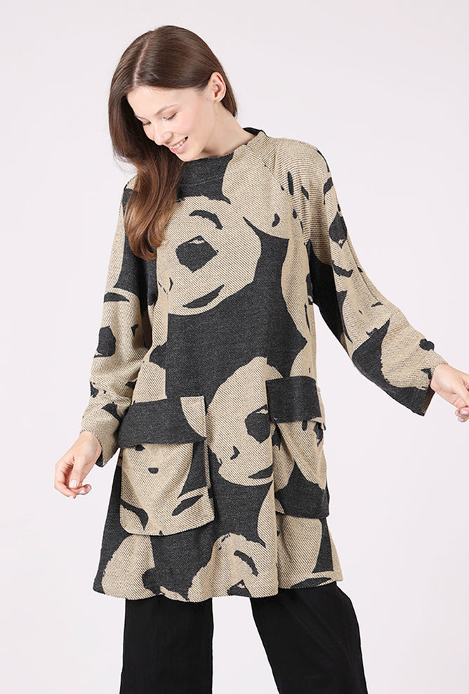 Noen Jacquard Swing Tunic, Charcoal 