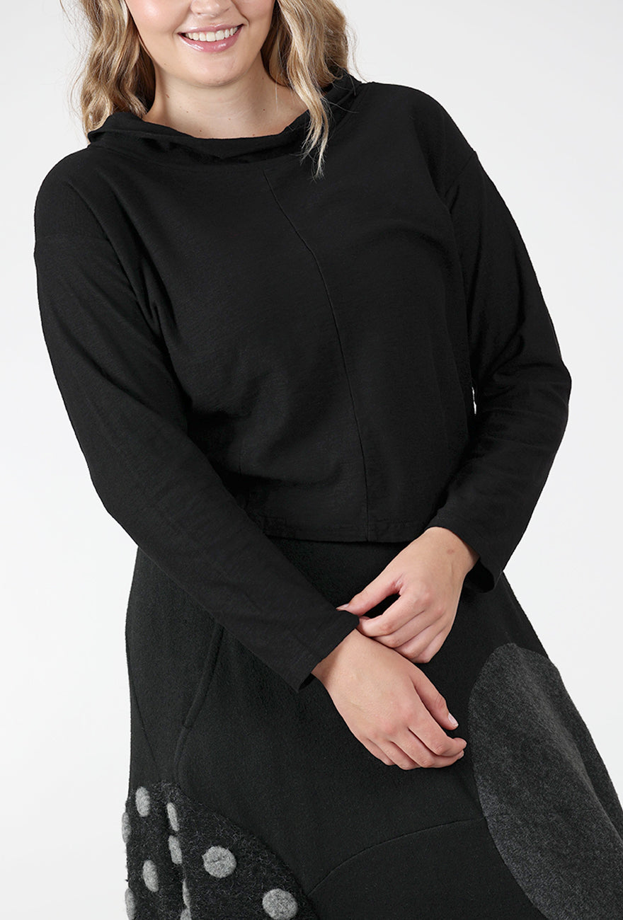 LCJ Boxy Cowl Top, Black Angle 4