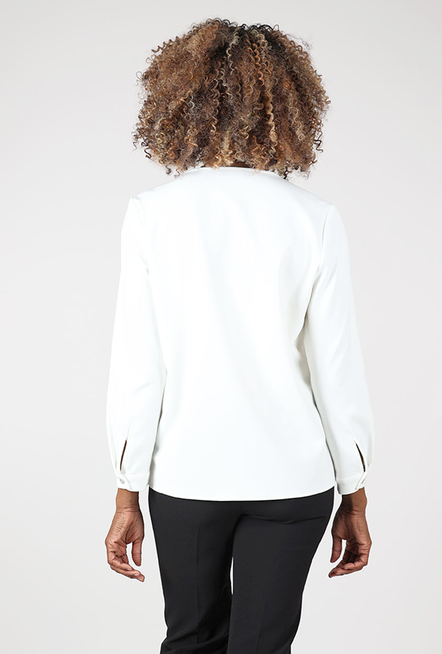 Crepe Cascade Blouse, Ivory Angle 3
