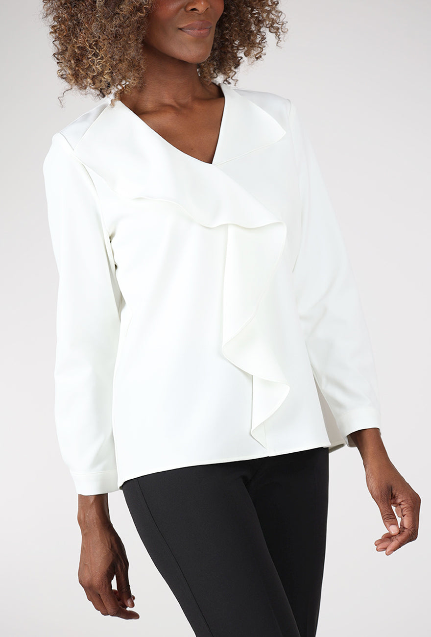 Crepe Cascade Blouse, Ivory
