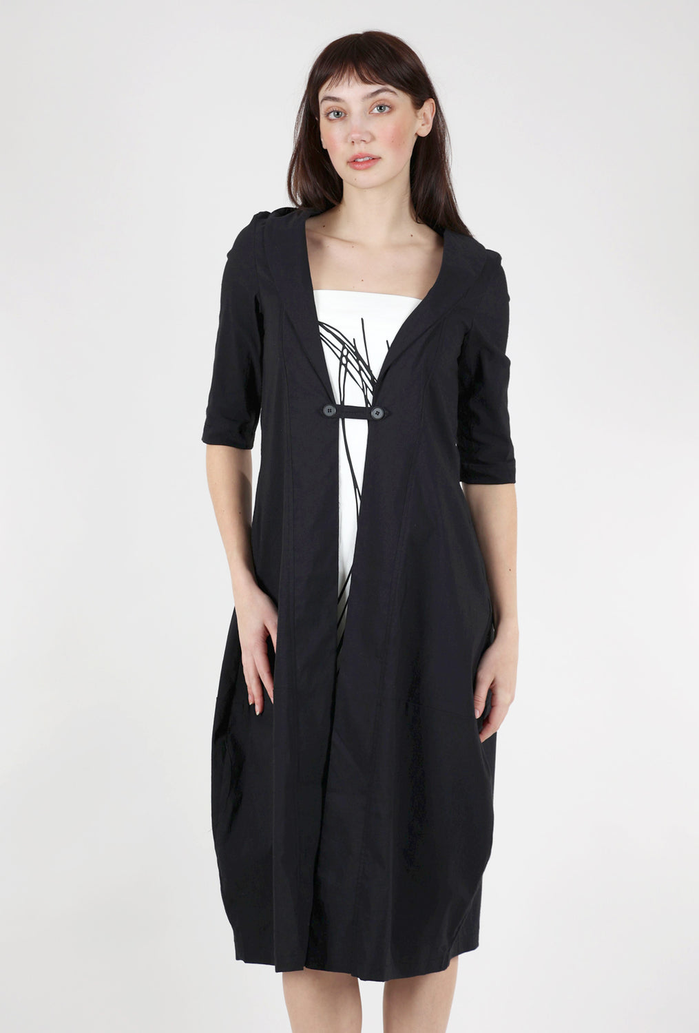 Luukaa Contrast Inset Structured Dress, Black/White 
