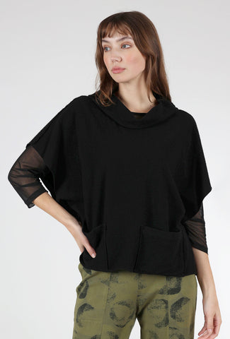 Fenini Fleece Roll Neck Vest, Black 