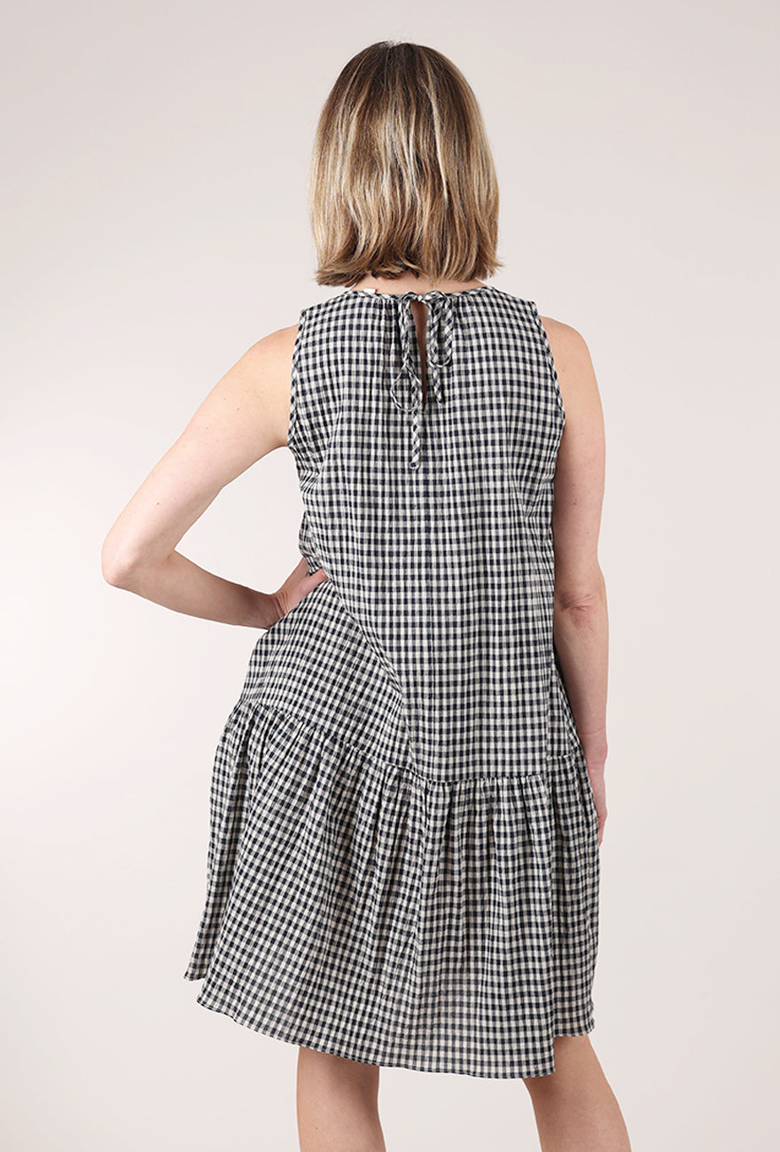 Grade & Gather Gingham Panel Dress, Midnight 