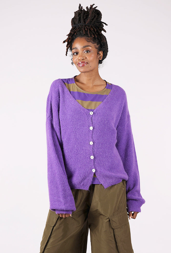 Alembika Slouchy Grandpa Cardie, Purple 