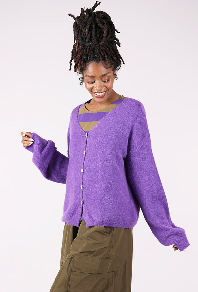 Alembika Slouchy Grandpa Cardie, Purple 