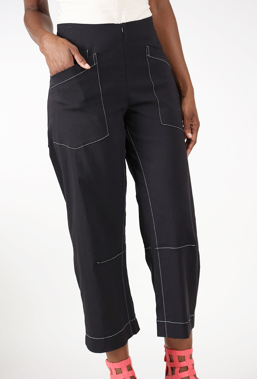 Rimini Pant, Contrast Stitch Black