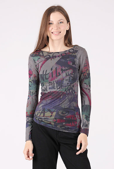 AMB Designs Raw Edge Second Skin Top, My Way/Black Pearl 