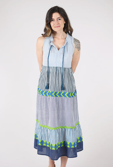 Dolma Audrey Handloom Dress, Blue Multi 