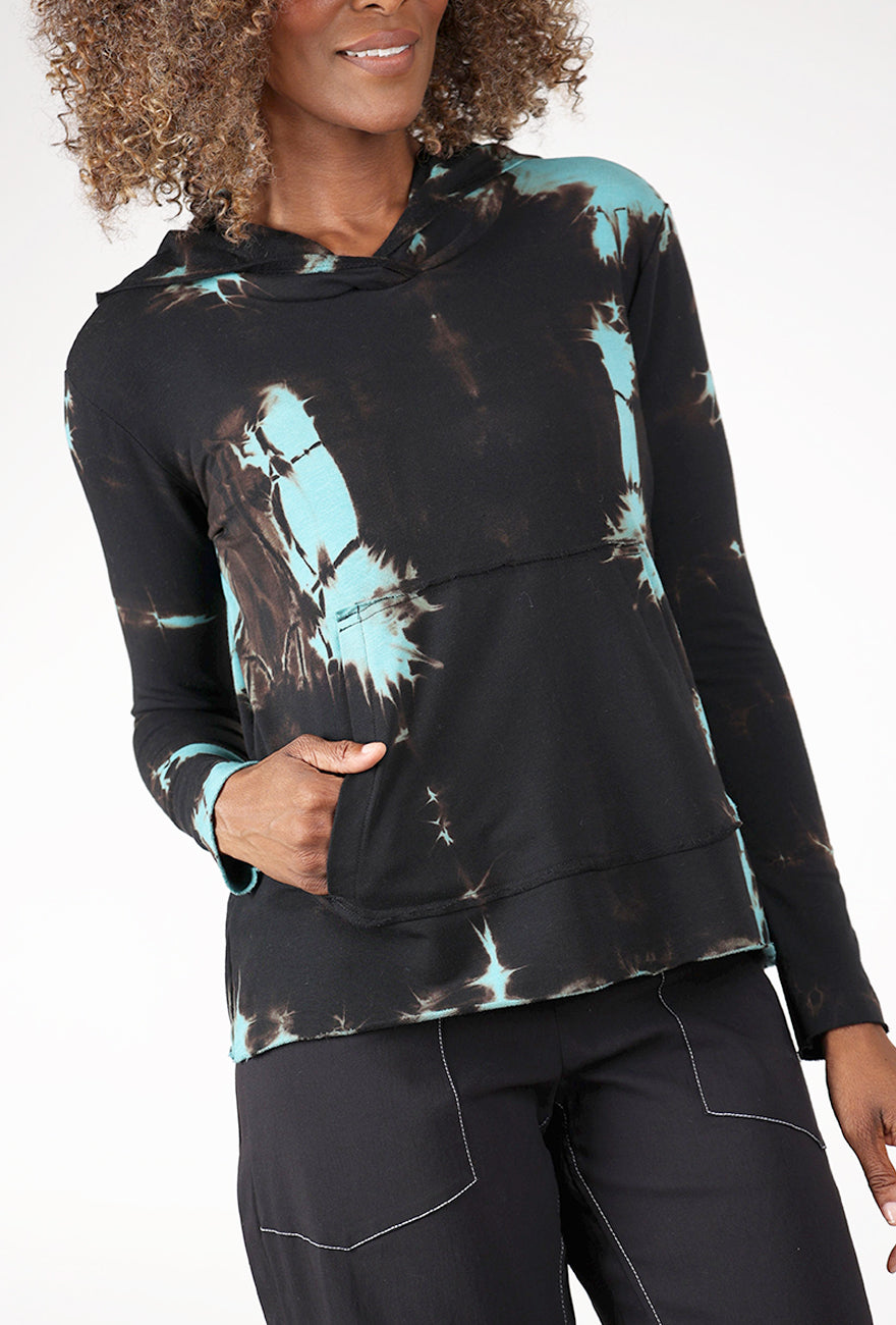 Dream Knit Hoodie, Aqua/Black Angle 4