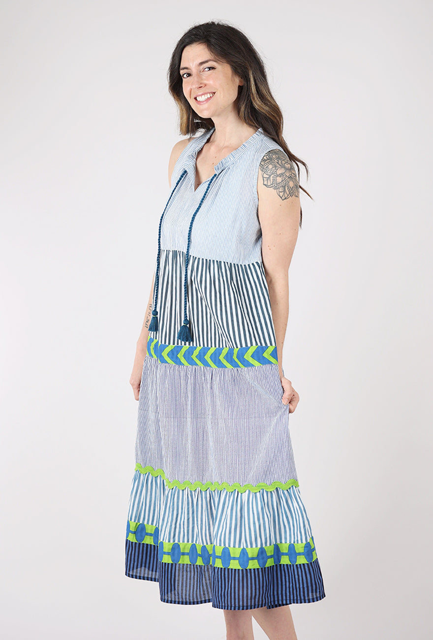 Dolma Audrey Handloom Dress, Blue Multi 