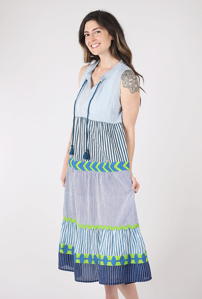 Dolma Audrey Handloom Dress, Blue Multi 