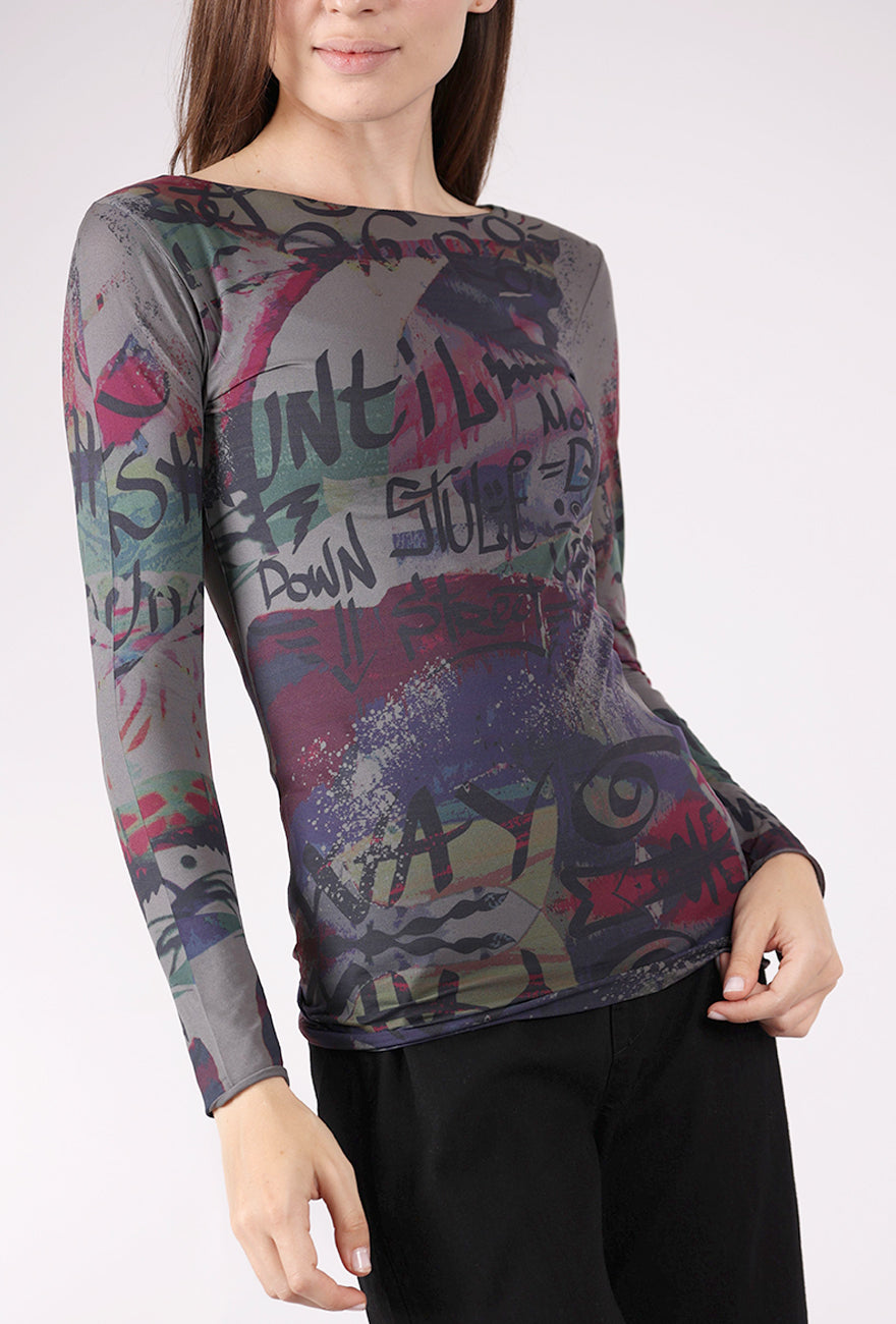 AMB Designs Raw Edge Second Skin Top, My Way/Black Pearl 