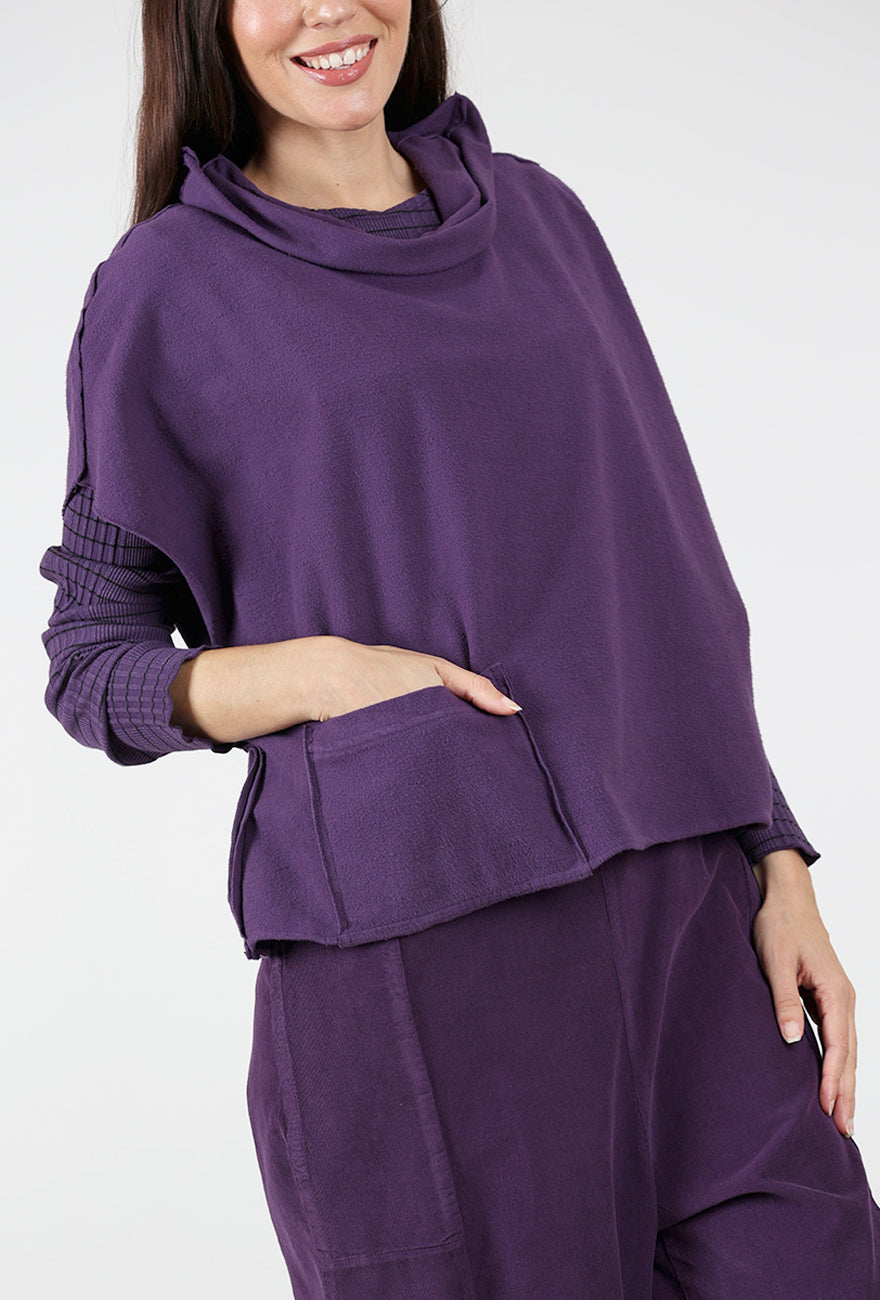 Fleece Cowl Topper, Mulberry